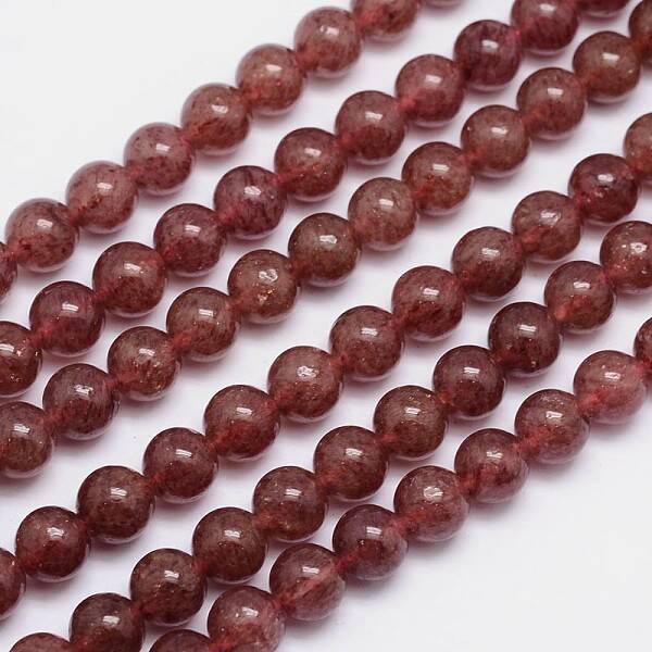Natural Strawberry Quartz Round Bead Strands