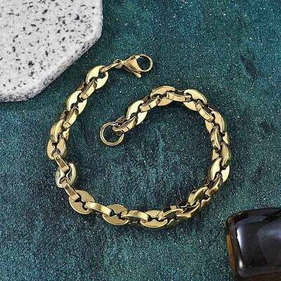 304 Stainless Steel Coffee Bean Chain Bracelets for Women Men