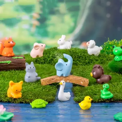 Random Color Cute Cartoon Animal Miniature Aquatic Ornament, 10/20pcs Resin Miniature Animal Decoration, Miniature Animal Dec...