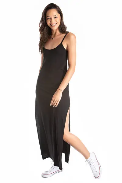 long spaghetti dress - black | Size: x-small