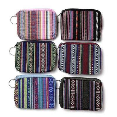 Bohemian Style Stripe Pattern Cotton Cloth Wallets