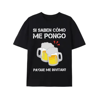 Men's Humorous Spanish Quote T-Shirt - Soft Cotton Crew Neck Tee with Beer Mug Graphic Slogan - Casual Short Sleeve Shirt for...