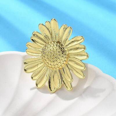 Sunflower Brass Cuff Rings for Women
