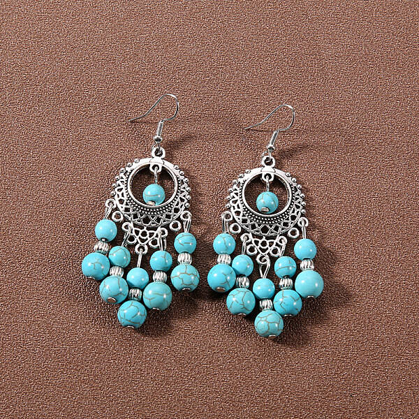Bohemian tassel turquoise earrings