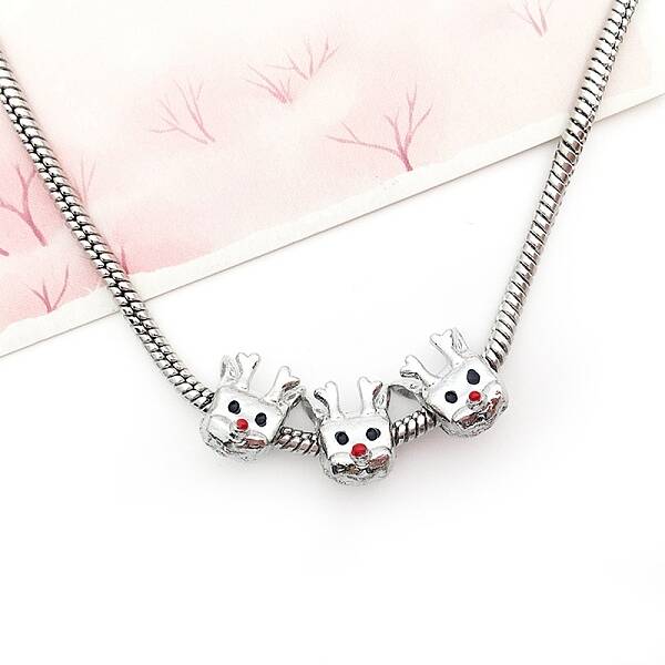 Christmas Theme Alloy Enamel European Beads