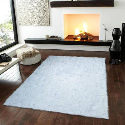 Ice Blue Rex Rabbit Fur Rug