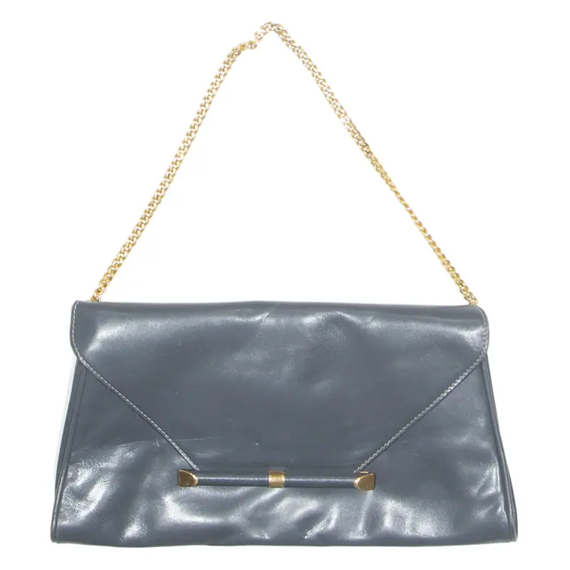 Womens Clutch Bag Grey Leather 90s