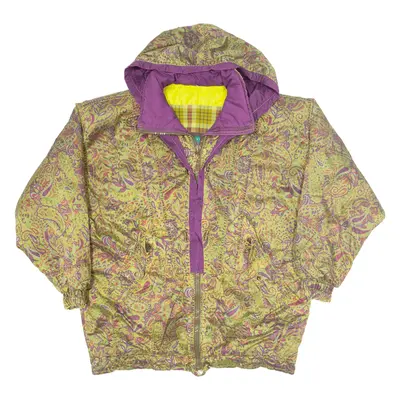YIPEE YOUNG PEOPLE Rain Jacket Green 90s Paisley Womens XL