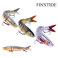 FINXTIDE 8 Segment Swimbait Lures Fishing Lures Hard Bait Minnow VIB Lure with Treble Hook Life-Like Swimbait Fishing Bait 3D...