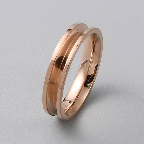 Stainless Steel Grooved Finger Ring Settings