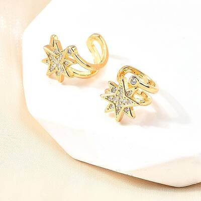 Brass Micro Pave Clear Cubic Zirconia Cuff Earrings