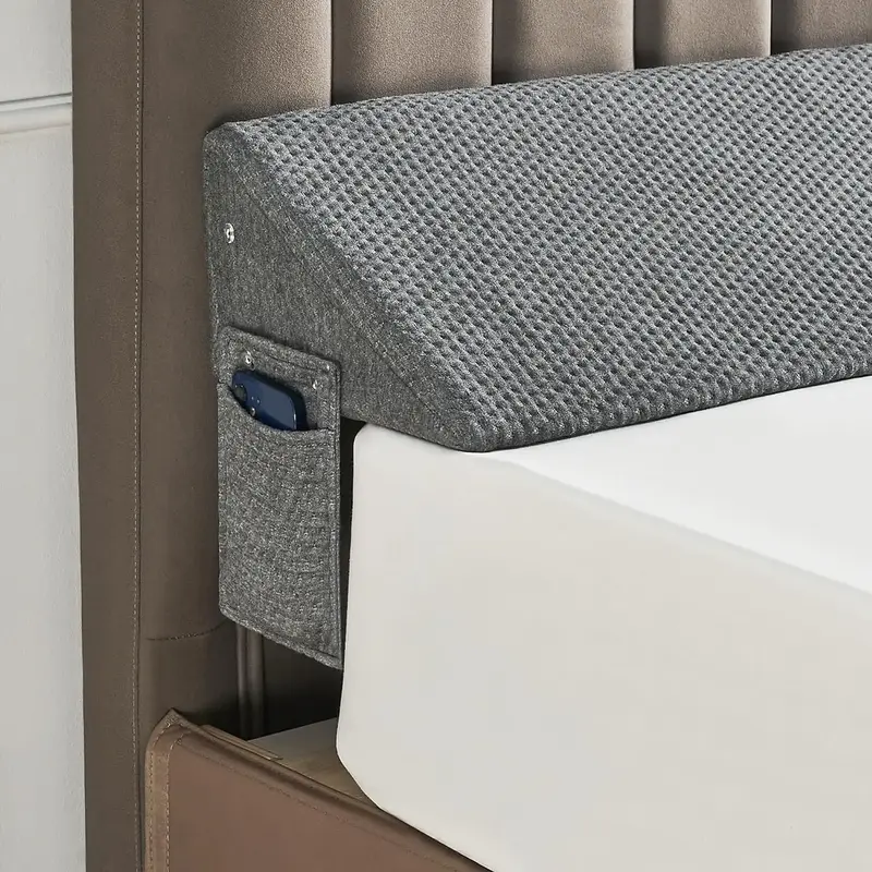 Bed Wedge Pillow for Headboard Gap, High-Density Memory Foam with Breathable Cover, Enhanced Width 0-8\
