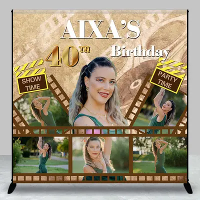 Green Custom Photo Film 40th Birthday Backdrop for Women - Aperturee