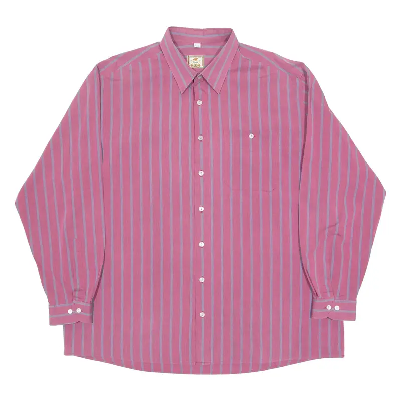 RINALDO Mens Shirt Maroon 90s Striped Long Sleeve XL