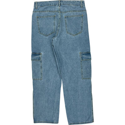 Hip Hop Unbranded Denim Cargo Trousers - 32W 28L - Blue Cotton