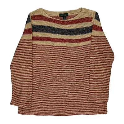 Ralph Lauren Striped Jumper - Large Multicoloured Linen Blend