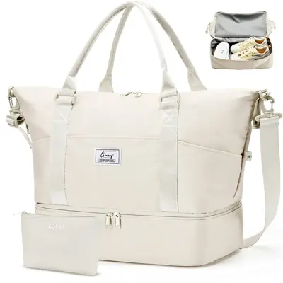 Women's Weekend Travel Bag: Multi-compartment overnight travel duffel bag that includes a small wash wet and dry separation b...