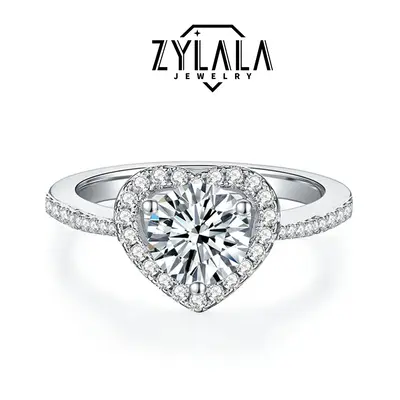 [146] Synthetic Moissanite 1.0 Carat Ring Luxurious Heart Design Sterling 925 Silver Perfect For Engagement Wedding Promise &...