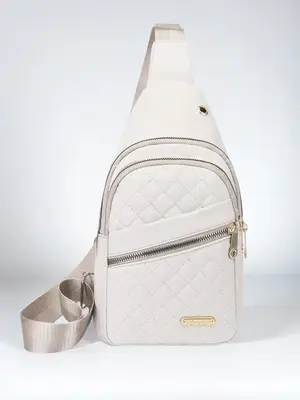 Casual Solid Quilted Pattern Zipper Bum Bag for Men, 2024 New Fashionable Sports Travel Phone Bag, Trendy All-match Chest Bag...