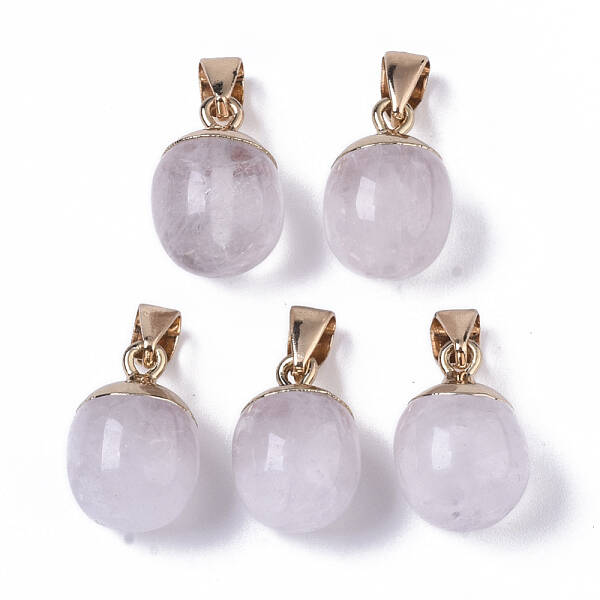 Top Golden Plated Natural Quartz Crystal Pendants