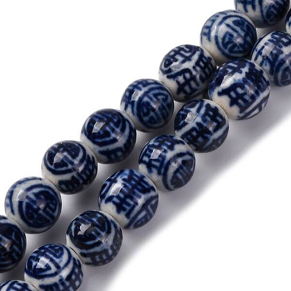 Handmade Blue and White Porcelain Beads Strands