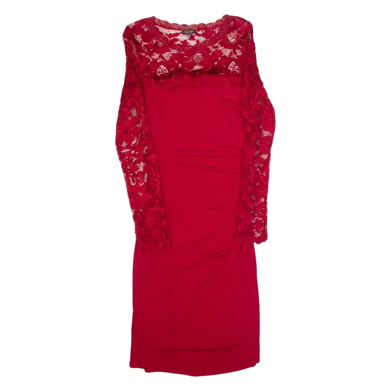 PHASE EIGHT Womens Bodycon Dress Red Long Sleeve Midi UK 12