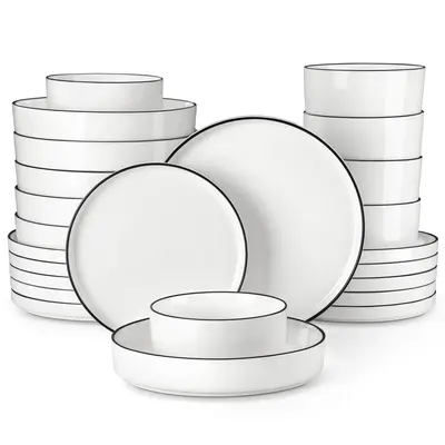 MALACASA Porcelain Dinnerware Set, Dish Set for 4/6, Premium Plates and Bowls Sets, Chip and Scratch Resistant Dishware Sets ...