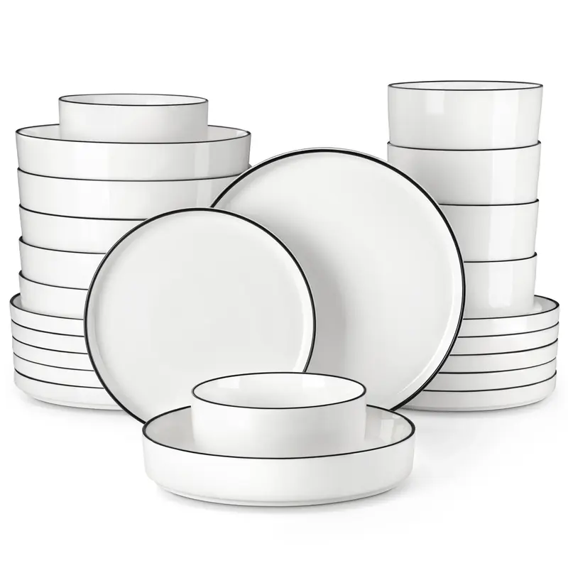 MALACASA Porcelain Dinnerware Set, Dish Set for 4/6, Premium Plates and Bowls Sets, Chip and Scratch Resistant Dishware Sets ...