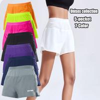 women's Solid Drawstring Waist high-waisted Sports Shorts, Gym Shorts, Sporty Quick-drying 2 in 1 Wrap Shorts,High Stretch Yo...