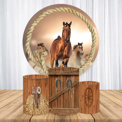 Aperturee Horse Hemp Rope Board Round Baby Shower Backdrop Kit | Circle Backdrop Baby Shower | Round Backdrop Baby Shower | C...