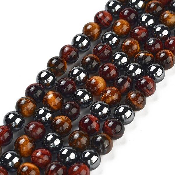 Natural Tiger Iron & Synthetic Hematite Beads Strands