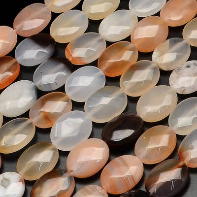 Faceted Oval Dyed Natural Red Agate Beads Strands