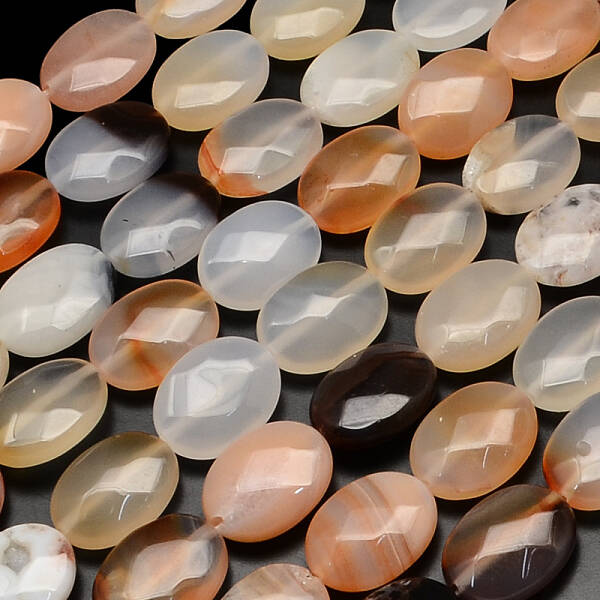 Faceted Oval Dyed Natural Red Agate Beads Strands