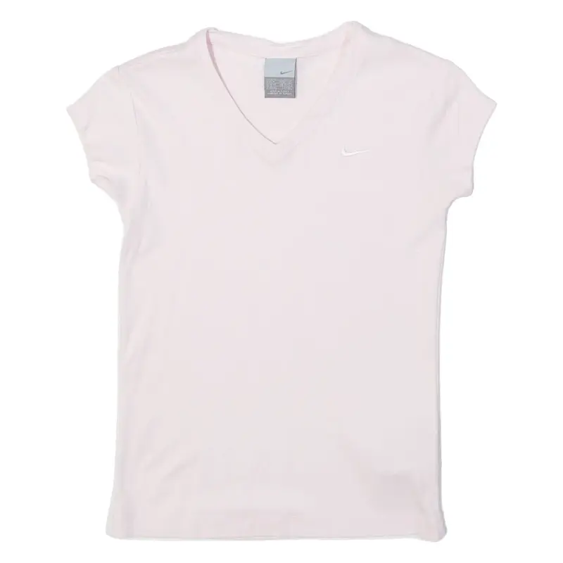 NIKE Womens T-Shirt Pink V-Neck M