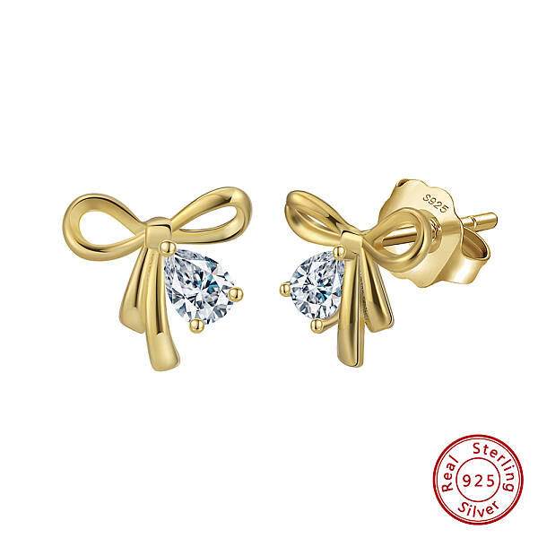 925 Sterling Silver Micro Pave Clear Cubic Zirconia Stud Earrings