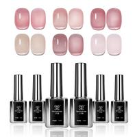 TRICOLOR FISH Builder UV Gel Nail Polish Set Milky Pink x Jelly Nude, 6 Transparent Colors Sheer Pink Orange Gel Nail Kit for...