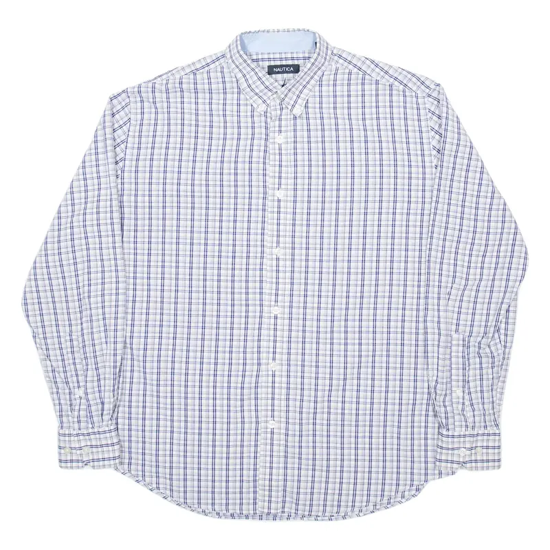 NAUTICA Mens Shirt Blue Check Long Sleeve L