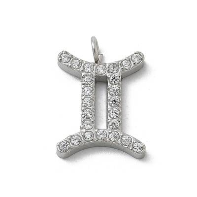 304 Stainless Steel Micro Pave Cubic Zirconia Charms
