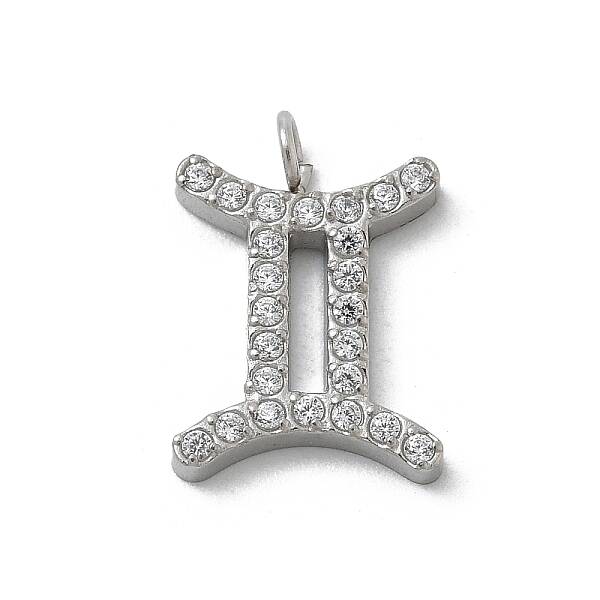 304 Stainless Steel Micro Pave Cubic Zirconia Charms