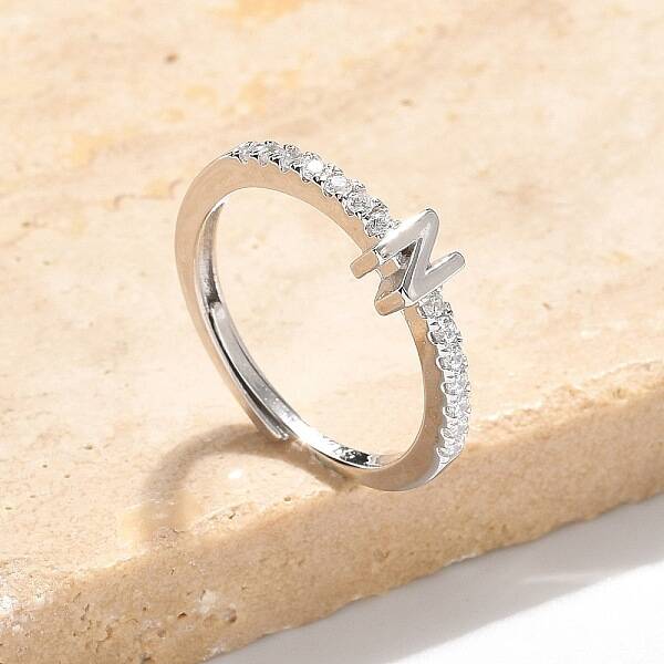 S925 Sterling Silver Adjustable Letter Rings for Women