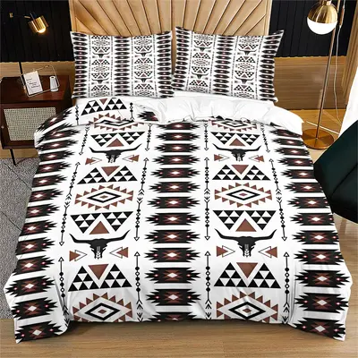 Western Cow Print Bedding Set, 2/3 Counts/set Including Duvet Cover & Pillowcase without Filler, Soft Comfortable Bedding Set...