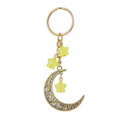 Tibetan Style Alloy Hollow Moon Pendant Keychain