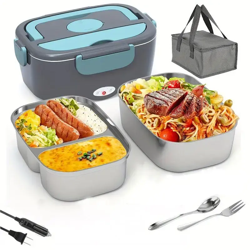 Multifunctional Electric Lunch Box, 1 Set Portable Fast Heating Lunch Box with Insulated Bag & Spoon & Fork & Fruit Box, Suit...