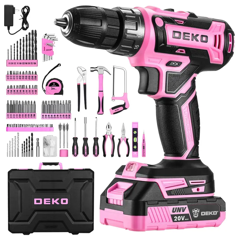 [Valentine's Day Gift] DEKO 186-Piece 20V Cordless Drill , All in One Multi-functional Tool Kit with Battery Electric Drill D...