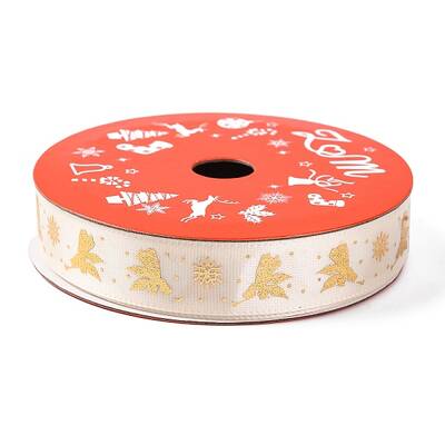5 Yards Christmas Gold Stamping Polyester Printed Ribbon