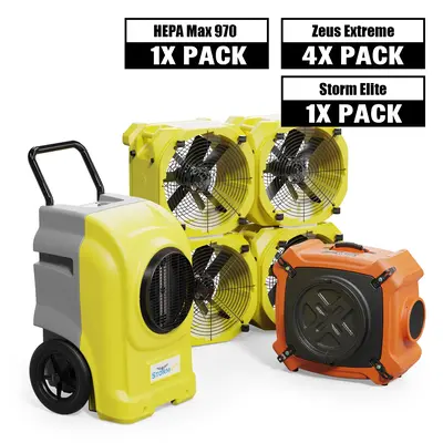 Alorair Mold Prevention Combo Pack, 1 X Storm Ultra Commercial Dehumidifier, 4 X Zeus 900 Air Mover, 1 X HEPA Max 970 Air Scr...