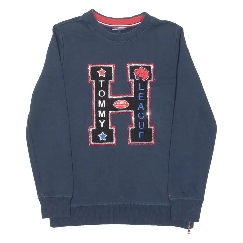 TOMMY HILFIGER Womens Sweatshirt Blue Crew Neck S