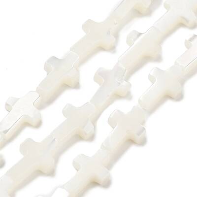 Natural White Mother of Pearl Shell Cross Beads Strands