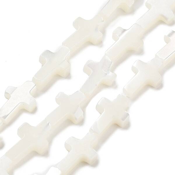Natural White Mother of Pearl Shell Cross Beads Strands