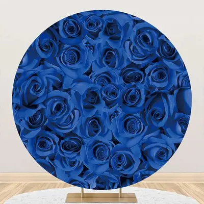 Dark Blue Floral Petals Eall Round Wedding Backdrop - Aperturee